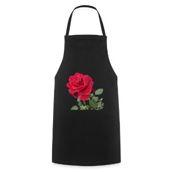 Red rose - Cooking Apron - black - Front - AI Model Male 185 dark (185cm)