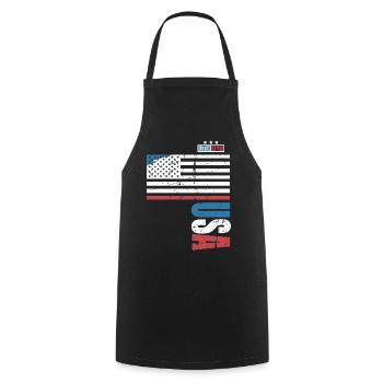 USA Retro Style - Cooking Apron - black - Front - AI Model Male 185 dark (185cm)