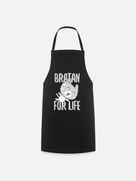 Bratan Katze Kater grau Geschenk - Kochschürze - Schwarz