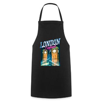 London England UK City Skyline Vintage Retro - Cooking Apron - black - Front - AI Model Male 185 dark (185cm)
