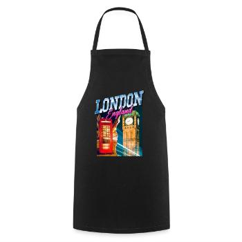 London England UK Stadt Skyline Vintage Retro - Kochschürze - Schwarz - Vorne - AI Model Male 185 dark (185cm)