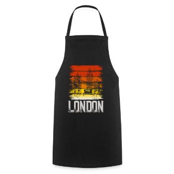 London England UK City Vintage Retro Skyline - Cooking Apron - black - Front - AI Model Male 185 dark (185cm)