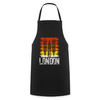 London England UK City Vintage Retro Skyline - Cooking Apron - black - Front - AI Model Male 185 dark (185cm)