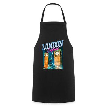 London England UK City Skyline Vintage Retro - Cooking Apron - black - Front - AI Model Male 185 dark (185cm)