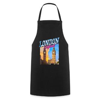 London England UK City Skyline Vintage Retro - Cooking Apron - black - Front - AI Model Male 185 dark (185cm)