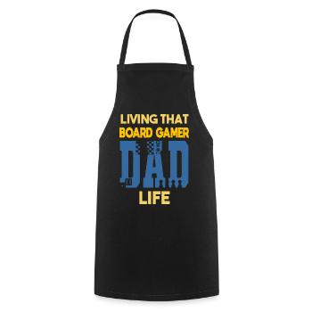 Living That Board Gamer Dad Life Papa Brettspieler - Kochschürze - Schwarz - Vorne - AI Model Male 185 dark (185cm)