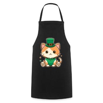 Leprechaun kitten in the green - Cooking Apron - black - Front - AI Model Male 185 dark (185cm)