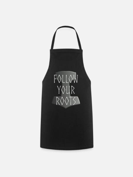 Mjölnir Donar Hammer Thor - Follow your Roots grey - Cooking Apron - black