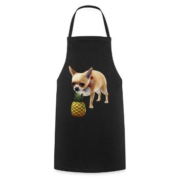 Chihuahua mit Ananas - Kochschürze - Schwarz - Vorne - AI Model Male 185 dark (185cm)