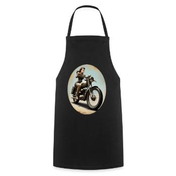 Motorcycle bride - Cooking Apron - black - Front - AI Model Male 185 dark (185cm)