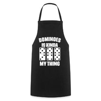 Domino Spiel Design - Kochschürze - Schwarz - Vorne - AI Model Male 185 dark (185cm)