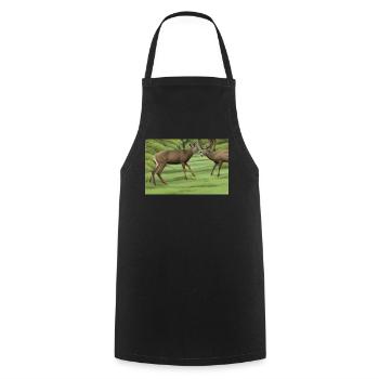 Deer deer - Cooking Apron - black - Front - AI Model Male 185 dark (185cm)