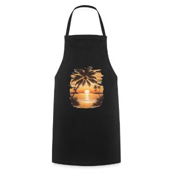 Sunset Serenity: Beach Scene - Cooking Apron - black - Front - AI Model Male 185 dark (185cm)