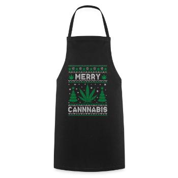 Merry Christmas, Merry Cannabis - Kochschürze - Schwarz - Vorne - AI Model Male 185 dark (185cm)