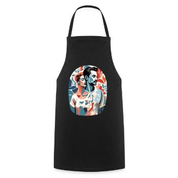 Abstract Art Man and Woman - Cooking Apron - black - Front - AI Model Male 185 dark (185cm)