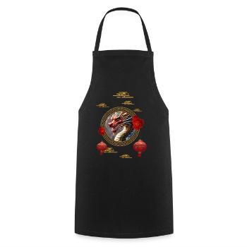 Happy New Year of the Chinese Dragon - Cooking Apron - black - Front - AI Model Male 185 dark (185cm)