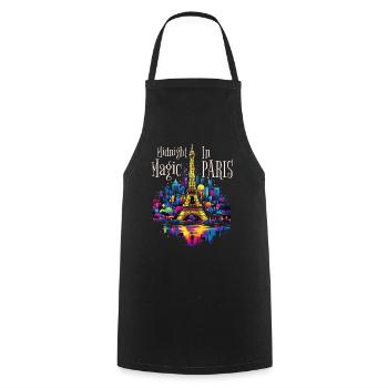 Paris, Eiffel Tower, France, City, Skyline, Night - Cooking Apron - black - Front - AI Model Male 185 dark (185cm)