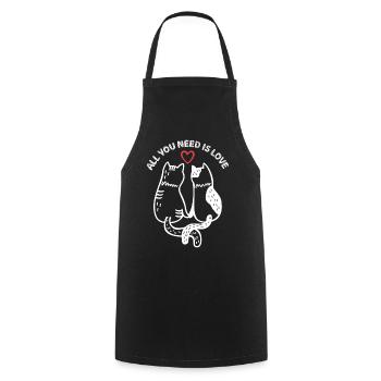 Katzen - Alles, was du brauchst, ist Liebe - Kochschürze - Schwarz - Vorne - AI Model Male 185 dark (185cm)