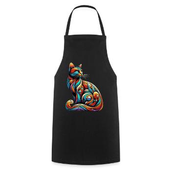 Cat - Cooking Apron - black - Front - AI Model Male 185 dark (185cm)