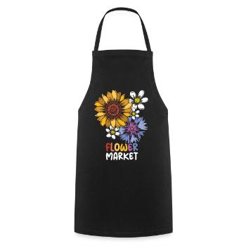 Flower Market Flowers Collage Colorful Colors Icon - Cooking Apron - black - Front - AI Model Male 185 dark (185cm)