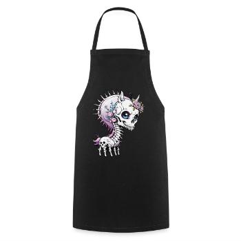 Unicorn Skull // Totenkopf Einhorn FS0008 - Cooking Apron - black - Front - AI Model Male 185 dark (185cm)