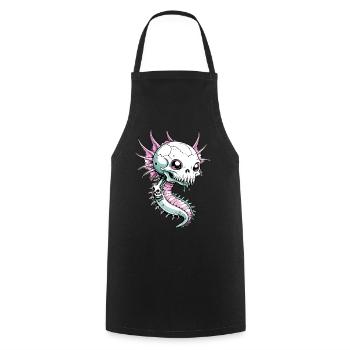 Axolotl Skull // Skull Amphibian FS0026 - Cooking Apron - black - Front - AI Model Male 185 dark (185cm)