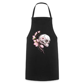 Sakura Skull // Skull Cherry Blossom FS0140 - Cooking Apron - black - Front - AI Model Male 185 dark (185cm)