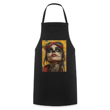 The Woman - Skull, Totenkopf, Pentagramm - Kochschürze - Schwarz - Vorne - AI Model Male 185 dark (185cm)