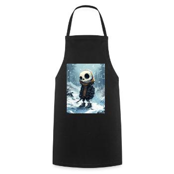 Skull in the snow - Totenkopf, Skelett - Kochschürze - Schwarz - Vorne - AI Model Male 185 dark (185cm)