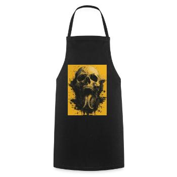 Dark Skull -Totenkopf, Horrormotiv - Kochschürze - Schwarz - Vorne - AI Model Male 185 dark (185cm)