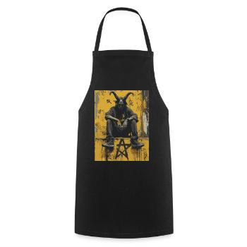 The Devil - Teufel, Horrormotiv - Kochschürze - Schwarz - Vorne - AI Model Male 185 dark (185cm)