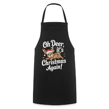 Oh cerf, c’est encore Noël ! - Tablier de cuisine - noir - Devant - AI Model Male 185 dark (185cm)