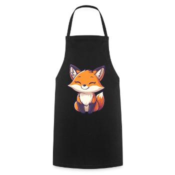 Cute and Happy Fox in Cartoon Style - Cooking Apron - black - Front - AI Model Male 185 dark (185cm)