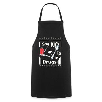 Dites NON à la drogue - Tablier de cuisine - noir - Devant - AI Model Male 185 dark (185cm)