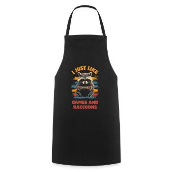 Raccoon Gaming Video Games Gamer - Cooking Apron - black - Front - AI Model Male 185 dark (185cm)