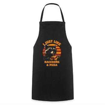 raton laveur avec des lunettes de soleil mangeant de la pizza vintage - Tablier de cuisine - noir - Devant - AI Model Male 185 dark (185cm)