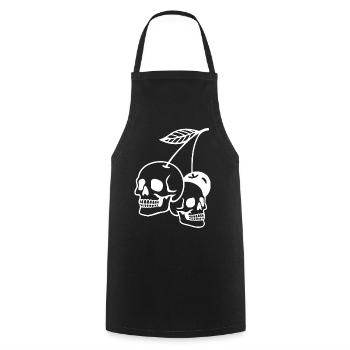 Cherry Skull Art Illustration - Cooking Apron - black - Front - AI Model Male 185 dark (185cm)