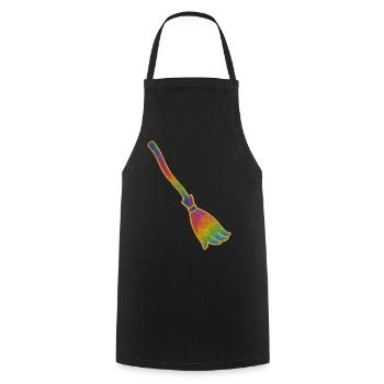 Magic Broom | Witches' Broom | Rainbow Broom Glitter - Cooking Apron - black - Front - AI Model Male 185 dark (185cm)
