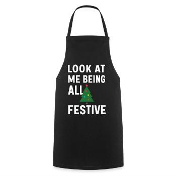 Look At Me Being All Festive, Christmas Tree  - Cooking Apron - black - Front - AI Model Male 185 dark (185cm)
