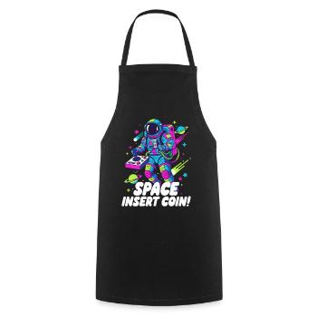 Space Insert Coin - Kochschürze - Schwarz - Vorne - AI Model Male 185 dark (185cm)