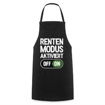 Rentenmodus aktiviert - Kochschürze - Schwarz - Vorne - AI Model Male 185 dark (185cm)
