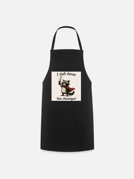 Raccoon Hero Shenanigan - Cooking Apron - black