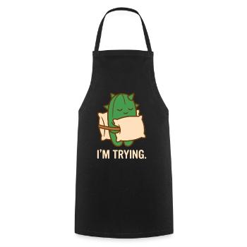 Prickly But Trying - Cooking Apron - black - Front - AI Model Male 185 dark (185cm)