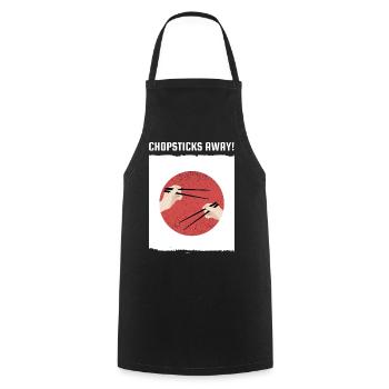 Baguettes à l’écart, ramen Drapeau japonais - Tablier de cuisine - noir - Devant - AI Model Male 185 dark (185cm)