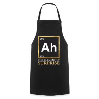 Ah - L'Élément de la Surprise - Humour Chimie - Tablier de cuisine - noir - Devant - AI Model Male 185 dark (185cm)