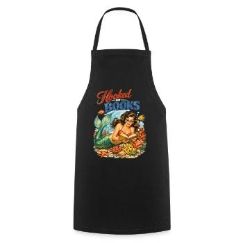 Sirène rétro : Accro aux livres Design de pin-up - Tablier de cuisine - noir - Devant - AI Model Male 185 dark (185cm)