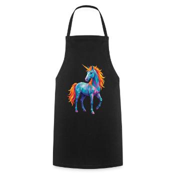 Geometrisches Einhorn Farbenfrohe Fantasy-Pop Art - Kochschürze - Schwarz - Vorne - AI Model Male 185 dark (185cm)