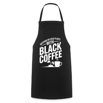 Gießen toter Pflanzen mit schwarzem Kaffee - Kochschürze - Schwarz - Vorne - AI Model Male 185 dark (185cm)