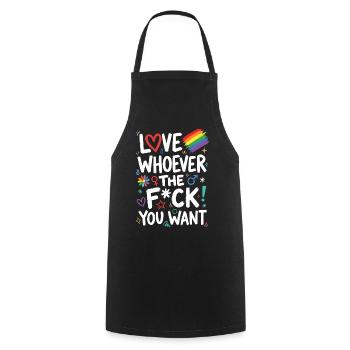 Mois de la Fierté LGBT - Aimez qui vous voulez, de personne - Tablier de cuisine - noir - Devant - AI Model Male 185 dark (185cm)