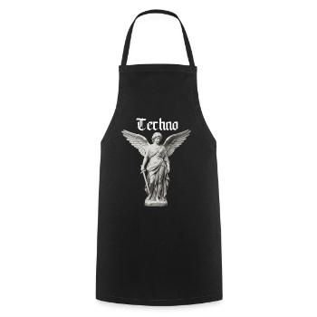 Techno Angel Gothic Statue Motif - Cooking Apron - black - Front - AI Model Male 185 dark (185cm)